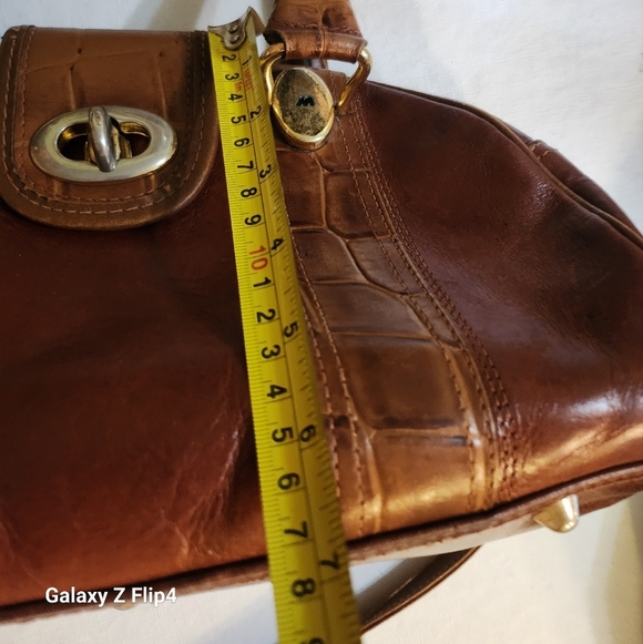 Vintage Jean Michel Cognac Top Handle Satchel with Croc Embossed Trim - Picture 12 of 16